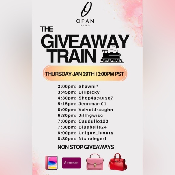 iPad/Designer Bag Givys - Opan Bins Giveaway Train - Picture 2 of 9